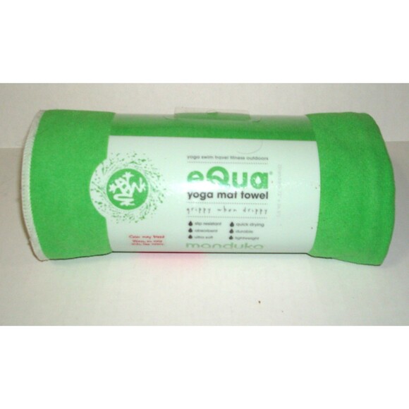 Manduka Equa Grippy Yoga Mat Towel Glide  26.5 " x 72" New Bright Green Hot Slip - Picture 1 of 4